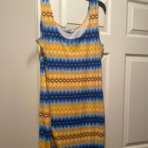 Blue and yellow maxi dress